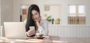 Woman using phone - User experience